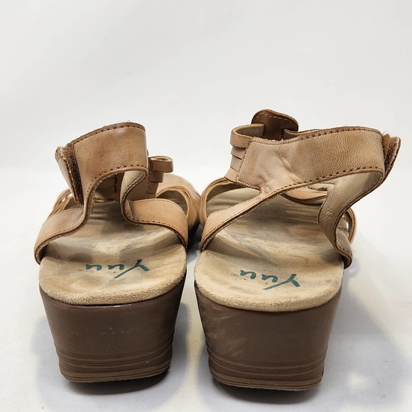 Yuu Handey Tan Wedge Slingback Sandals Womens 8.5 M Memory Foam Ankle Strap - Picture 8 of 10